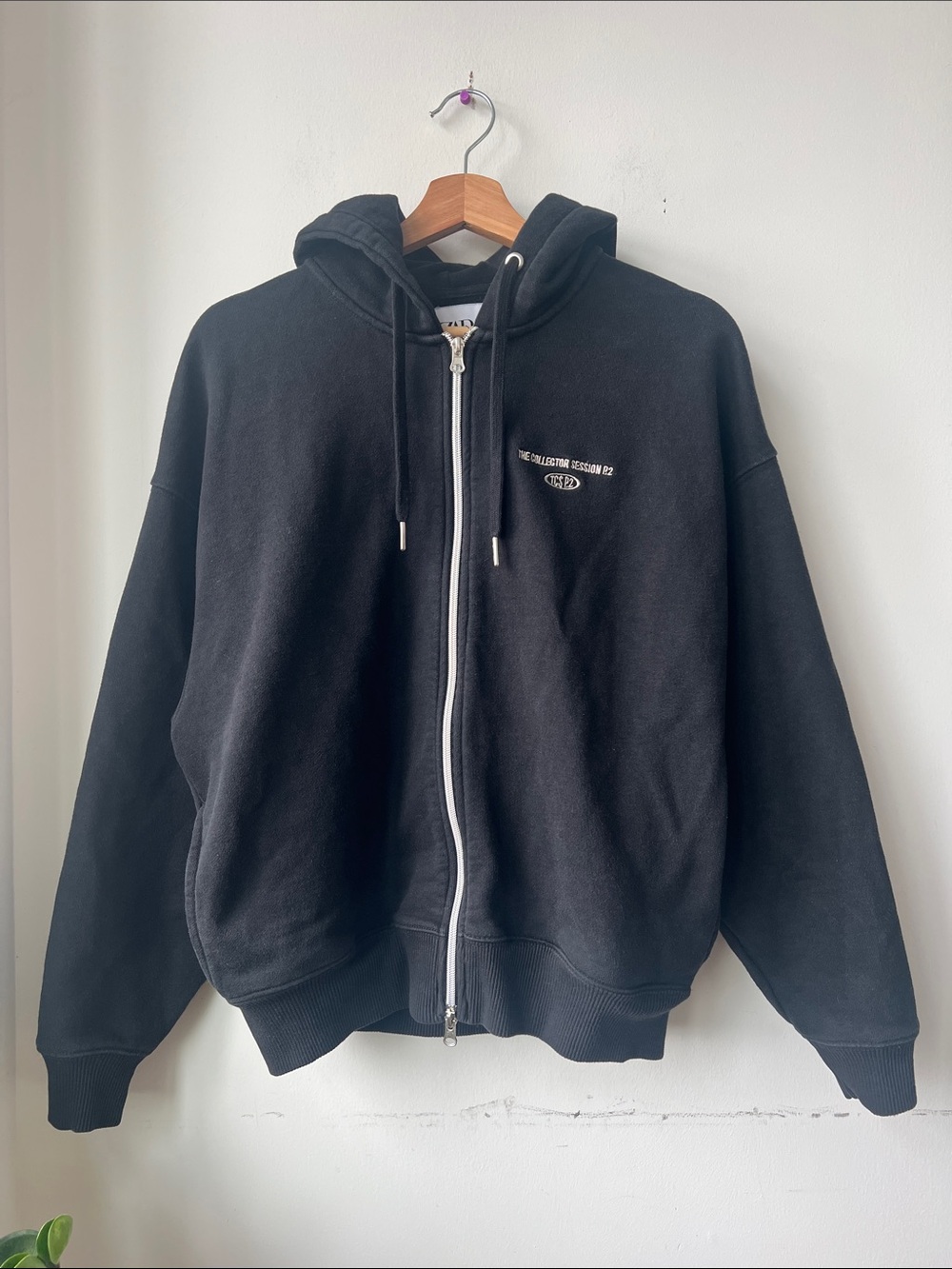 Zara Black Full-Zip Hooded Sweatshirt